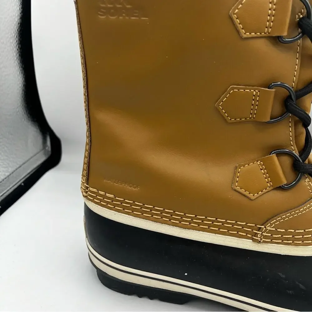 Sorel Waterproof Lace Up Lined Winter Boots Yoot Pac Tan Blue Youth 5/ Womens 6